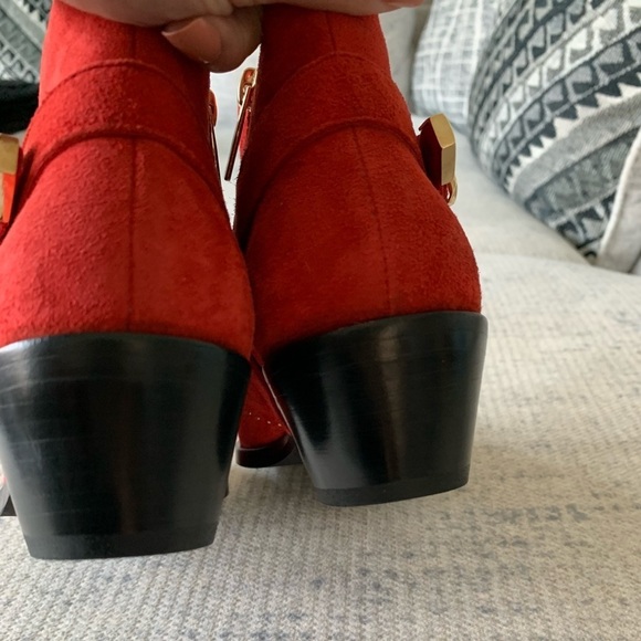 Anine Bing Bianca Studded Suede Ankle Boots in Red - Picture 8 of 10
